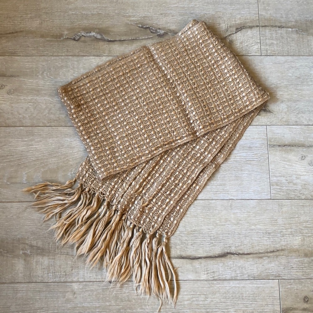 Tan / Gold Viscose Woven Scarf